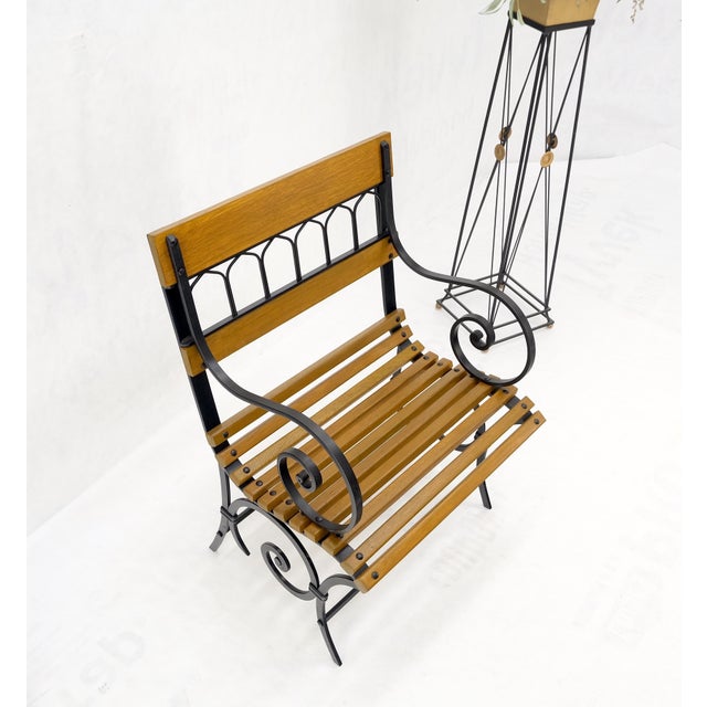 Restored 1920s Wrought Iron & Oak Slat Park Bench For Sale - Image 12 of 12