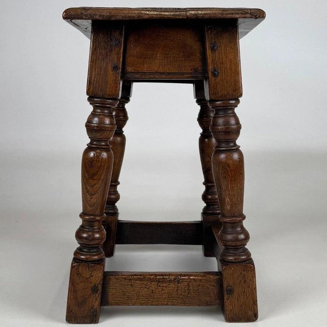 Gold 19th Century Antique English Joined Oak Stool For Sale - Image 8 of 11