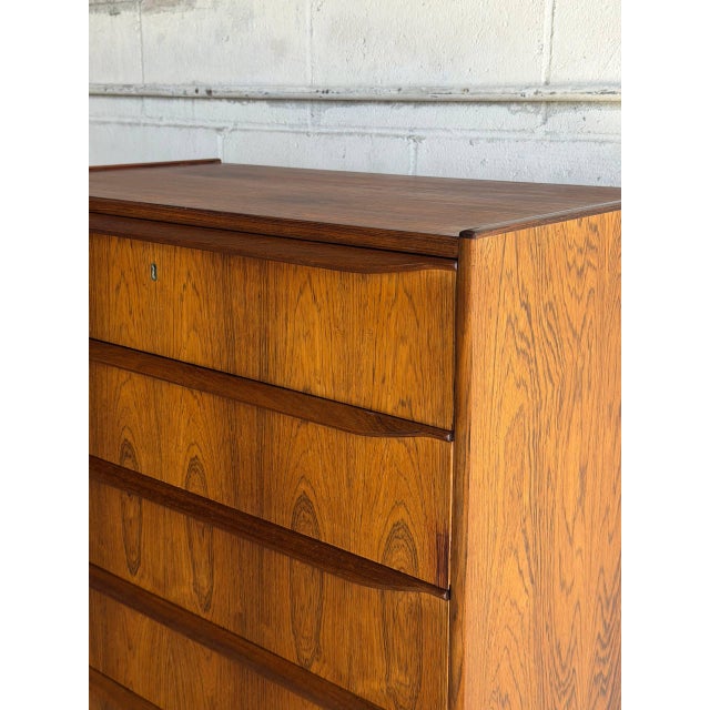 Rosewood Tall 6-Drawer Dresser Danish Mid-Century Modern High Chest 1960s For Sale - Image 9 of 11