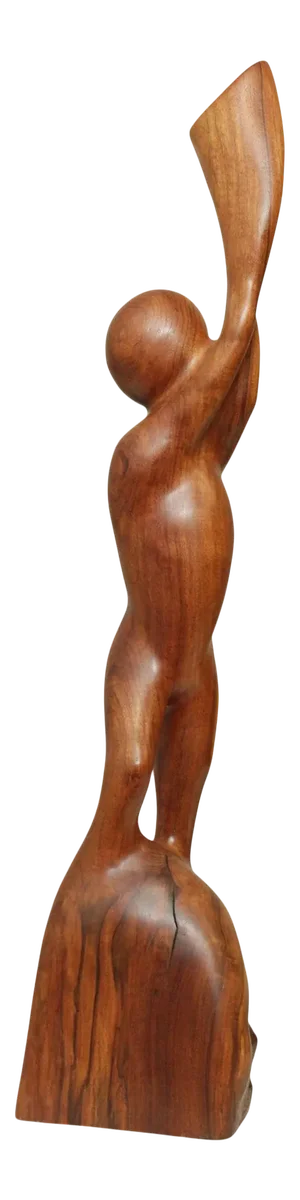 Modern Abstract Figural Carved Walnut Sculpture