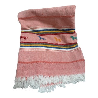 Vintage Bohemian Embroidered All Cotton Tablecloth or Throw For Sale