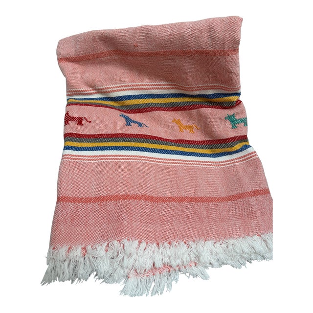 Vintage Bohemian Embroidered All Cotton Tablecloth or Throw For Sale