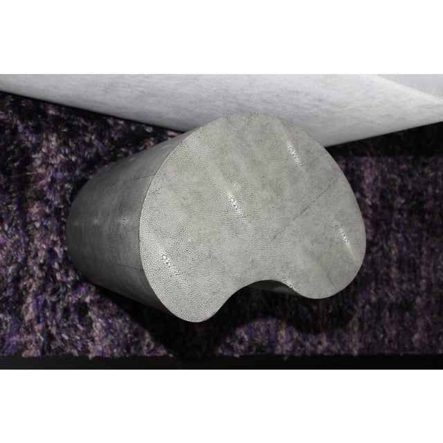 Kidney Shaped Custom Made Pebbled Leather Side Table For Sale In New York - Image 6 of 9