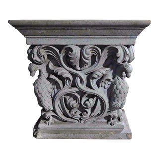 Antique Table or Pedestal Base Neo-Romanesque Style Cast Stone For Sale