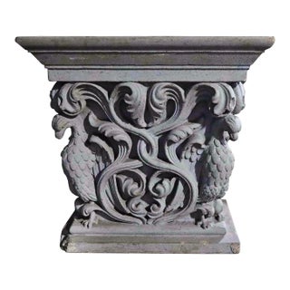 Table or Pedestal Base - Antique Cast Stone - Neo-Romanesque Style For Sale