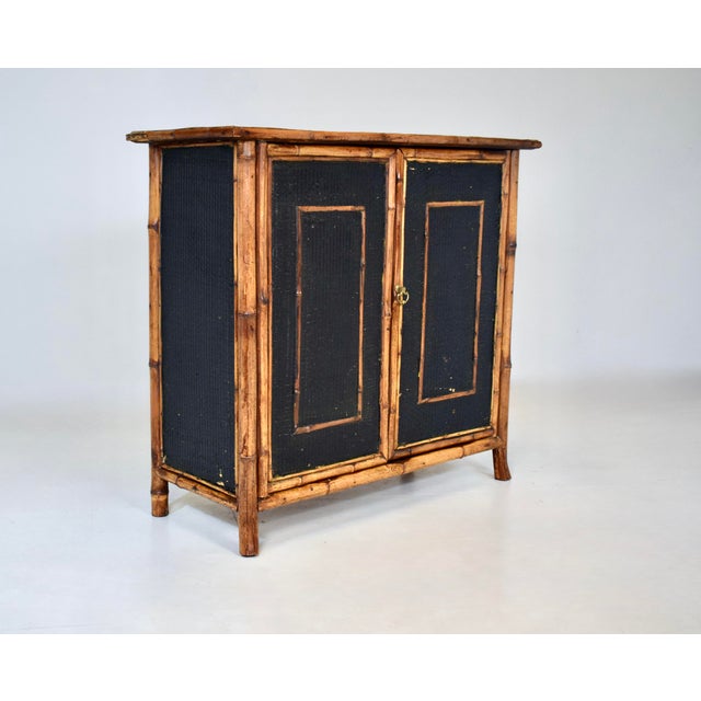 Late 19th Century Late 19th C. English Victorian Tortoise Bamboo Console Cabinet For Sale - Image 5 of 9
