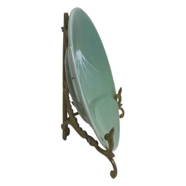 Early 1900s Antique Japanese Nabeshima Mt Fuji Celadon Pottery Plates- Set of 10 For Sale - Image 10 of 12