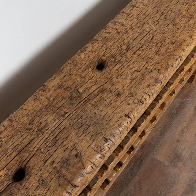 ​​​​​​​19th Century Rustic French Carpenter's Workbench Wine Rack Console Table For Sale - Image 6 of 14