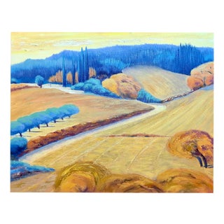 Isabelle Pardoe, Colourful French Fauvist Landscape with Golden Wheatfields, 2000s, Oil on Canvas For Sale