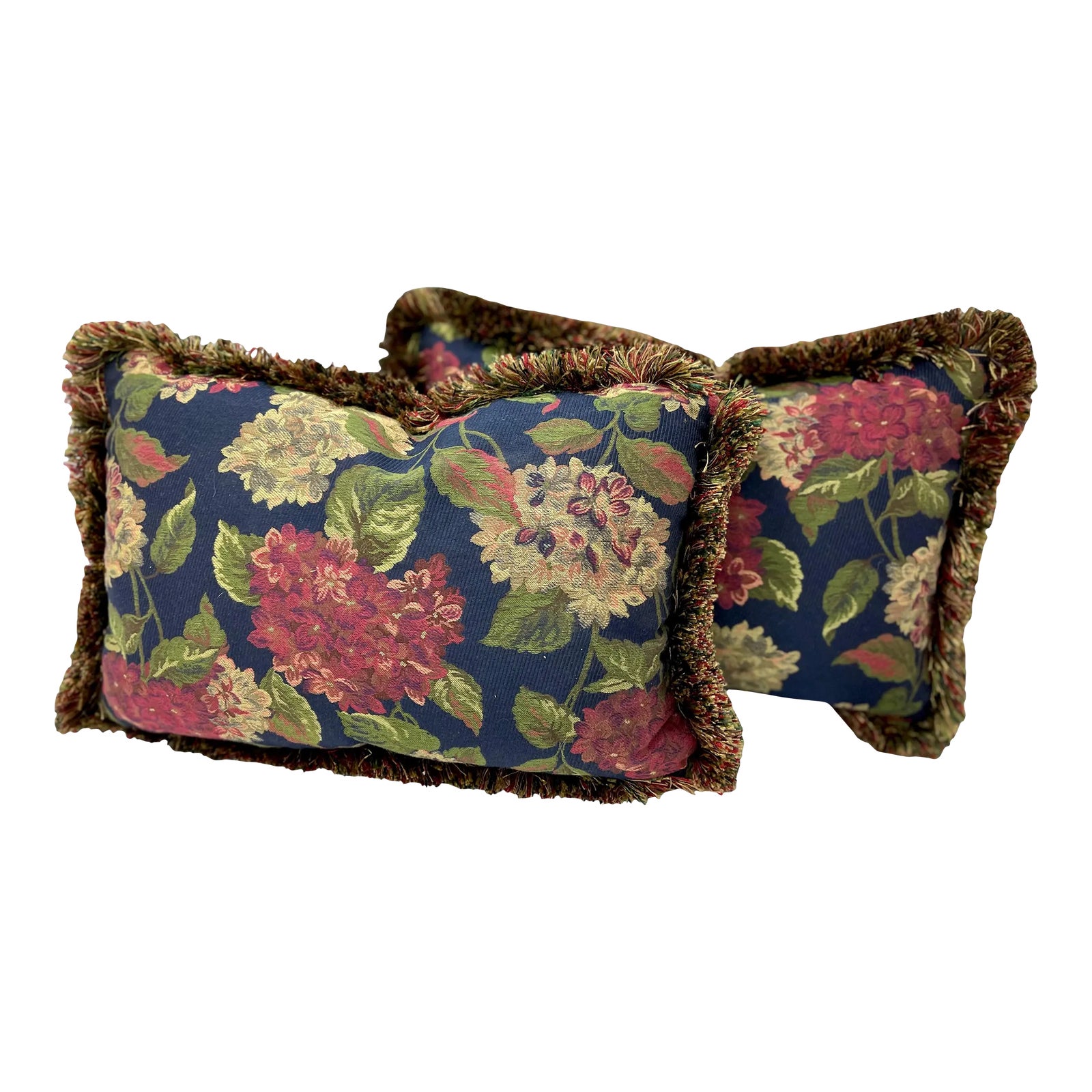 Vintage Traditional Style Floral Print Fringe Custom Bolster Pillows
