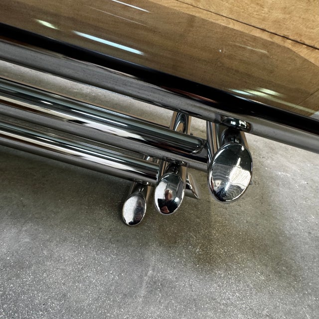 Smoked Glass Coffee Table with Chromed Metal Tubes, 1970s For Sale - Image 3 of 18