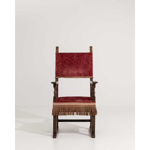 Red Renaissance Throne With Red Velvet Upholstery For Sale - Image 8 of 13