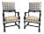 Plaid Intricately Carved Ebonized Lions Head Chairs -A Pair For Sale