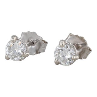 New 0.39ctw VS2 Round Diamond Solitaire Stud Earrings 14k White Gold - 2 Pieces For Sale