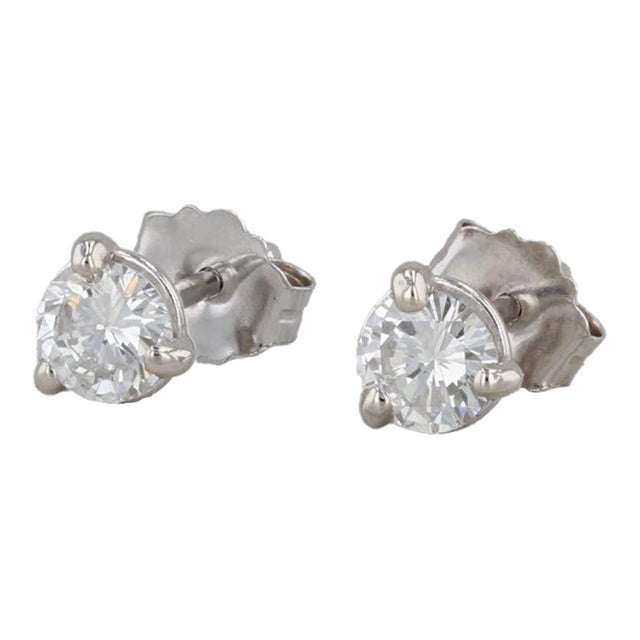 New 0.39ctw VS2 Round Diamond Solitaire Stud Earrings 14k White Gold - 2 Pieces For Sale