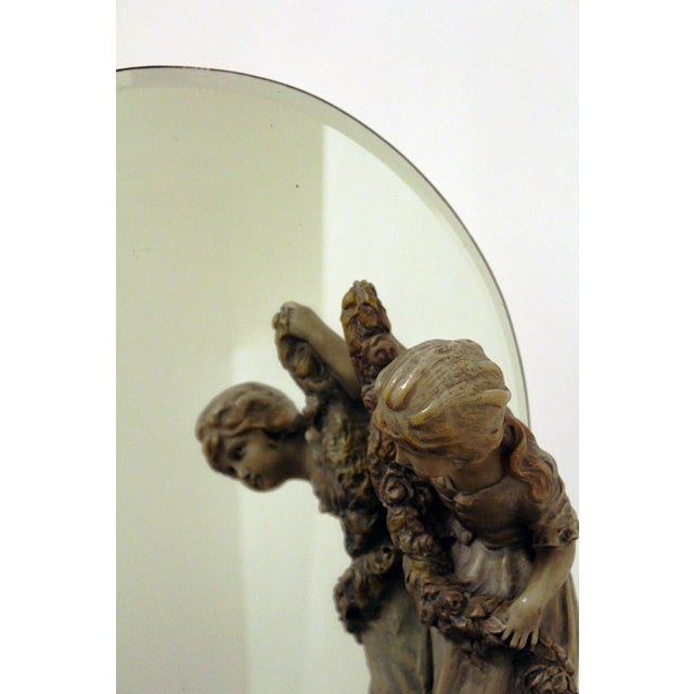 Antique Mirror with Figurines from Goldscheider, 1890s For Sale - Image 8 of 17