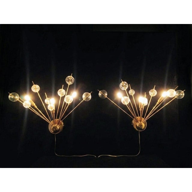Italian Wall Lamps with Glass Spheres, 1970s, Set of 2 For Sale - Image 14 of 17