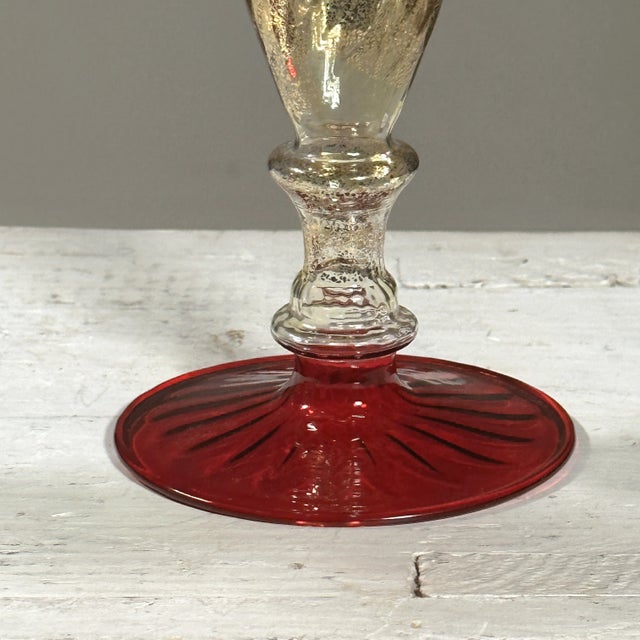 Glass Vintage Venetian Murano Art Glass Hand Blown Goblet (Pair) For Sale - Image 7 of 8