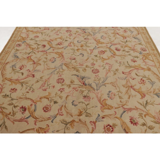 Rug & Kilim Antique French Aubusson Needlepoint Rug With Bold Pastel Florals - Rug & Kilim For Sale - Image 4 of 11