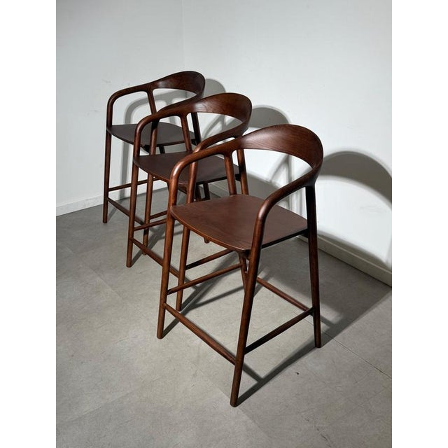 Brown Kobe Bar Chair in Walnut Finish For Sale - Image 8 of 13