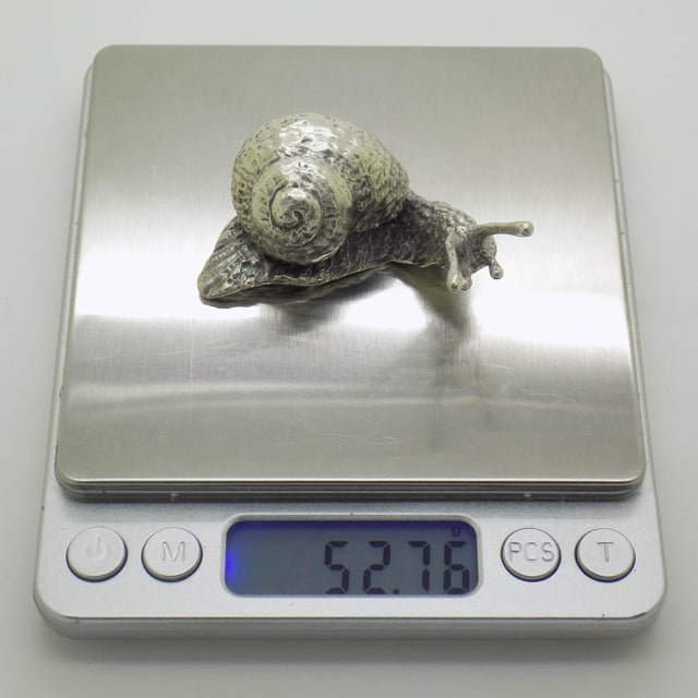 Vintage Italian Genuine Silver 800 Life-Size Snail Figurine by Arezzo Silversmith Ar 100, 1970s For Sale - Image 10 of 13