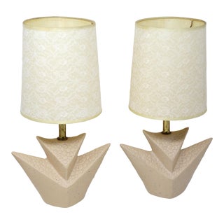 1960's Mid-Century Atomic Modern Ceramic Table Lamps - a Pair For Sale