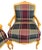 Vintage Louis XV French Provincial Armchairs Plaid Tartan Fauteuil Cabriole Legs For Sale - Image 14 of 16
