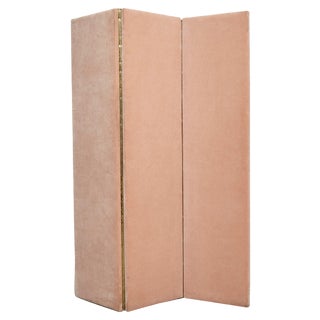 Large French Soft Pink Velvet Room Divider, 1960s For Sale