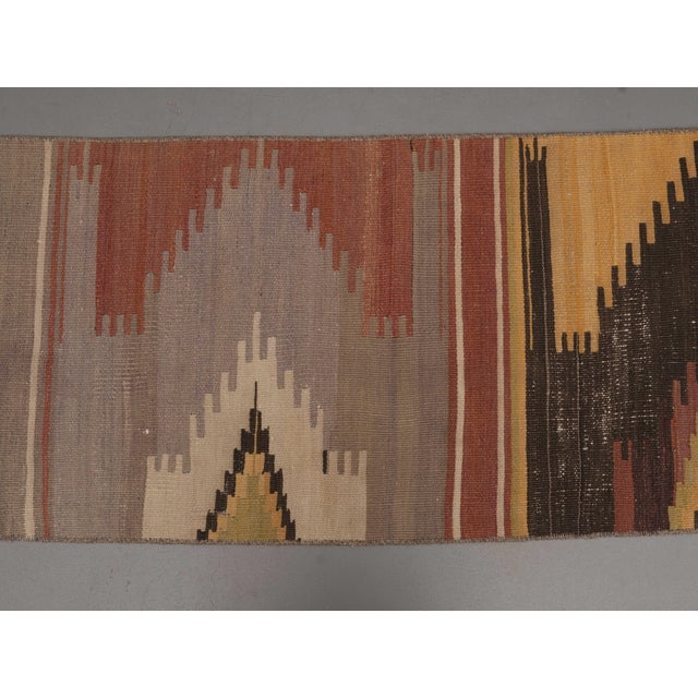 Textile 1970s Vintage Handmade Wool Cotton Brown Area Rug For Sale - Image 7 of 11