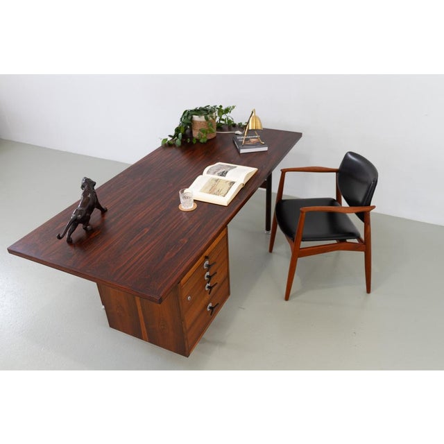 Mid-Century Rosewood Executive Desk with Y Pulls from Jens Risom, 1960s For Sale - Image 15 of 18
