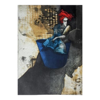 Mid Century Surreal Color Etching by Tony Bass For Sale