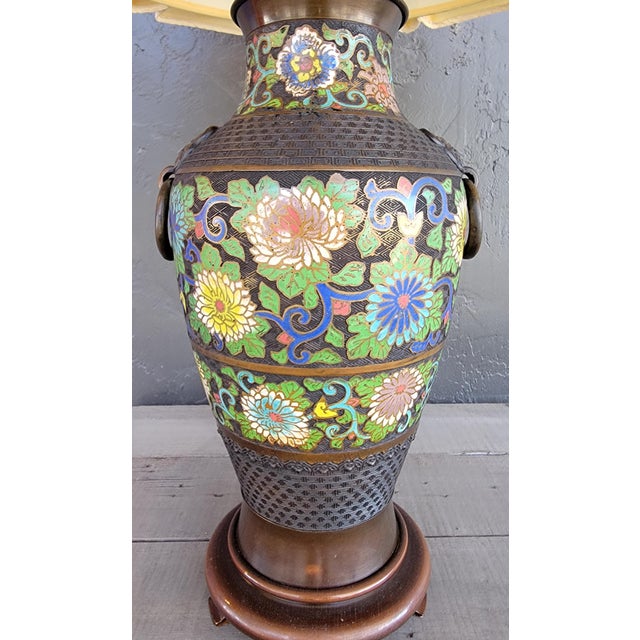 Vintage Japanese Meiji Period Champleve Cloisonne vase converted into a table lamp by Marbro Lamp Company, Hollywood,...