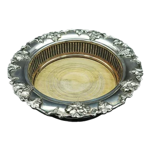Vintage Webster Silver Plate Grape Cluster Walnut Wine Champagne Coaster