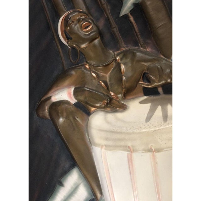 Mid Century Cooper Embossed Bongo Player Wood Framed by c.i.e. Pearson For Sale - Image 4 of 4