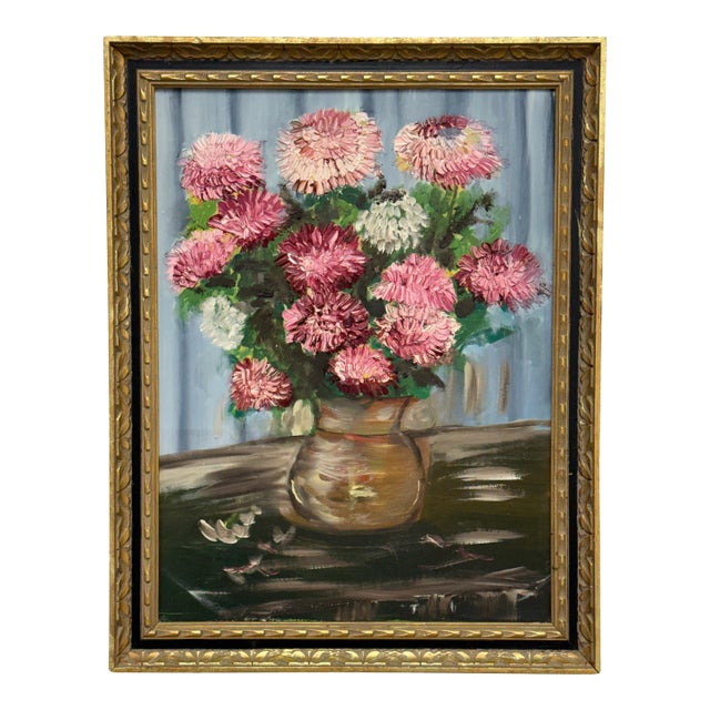 Late 20th Century Floral Oil on Canvas by Unknown Artist, Vintage For Sale