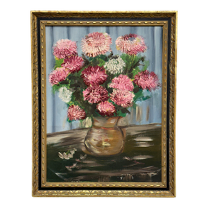 Late 20th Century Floral Oil on Canvas by Unknown Artist, Vintage