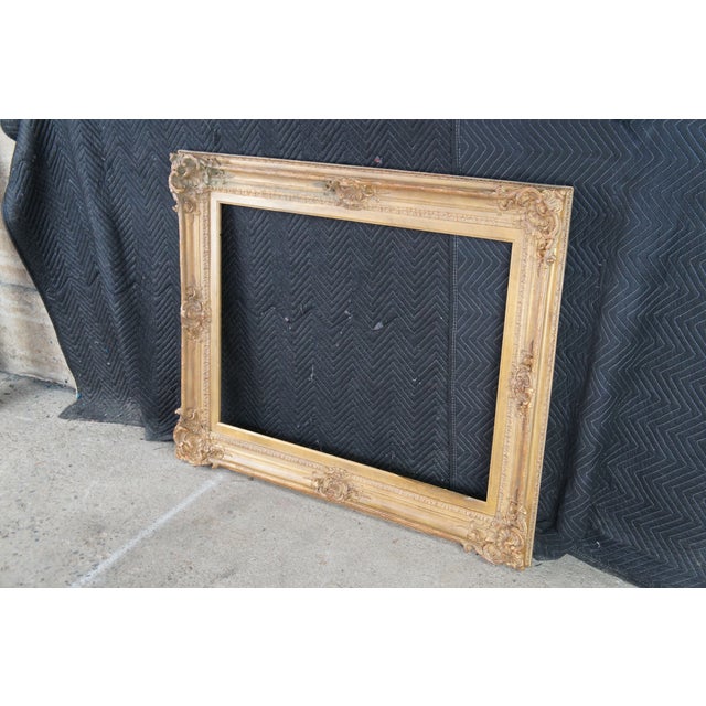 Mid 20th Century Vintage Gold Ornate Baroque Rococo Picture Art Mirror Frame Fits 30" X 40" For Sale - Image 5 of 12