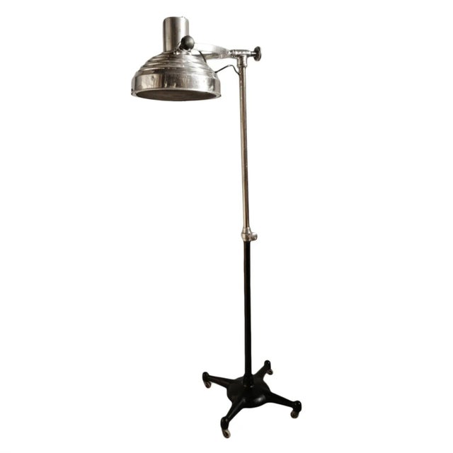 Vintage Mid 20th Century Chrome Industrial Floor Lamp on Wheels For Sale - Image 13 of 13
