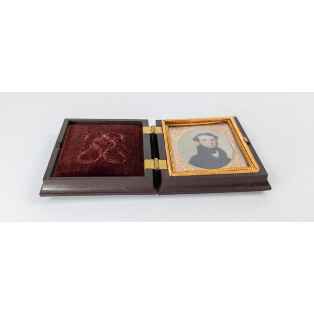 19th Century Fine American Miniature Watercolor Portrait of a Gentleman For Sale - Image 11 of 16