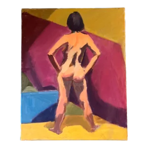 1980’s Original Abstract Expressionist Female Nude Painting