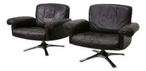 Set of Vintage DS-31 Swivel Armchairs in Brown Leather from de Sede