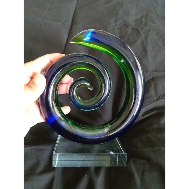 EXQUISITE Murano Style Italy Blue Green Sommerso Art Glass Swirl 6" Sculpture This EXQUISITE Murano Italy Blue Green...