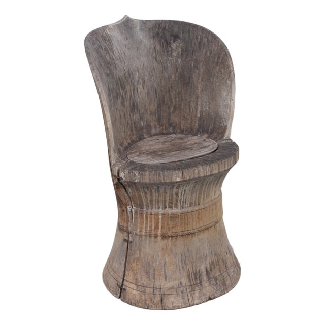 Antique Norwegian Kubbestol Stump Chair with Carvings, 1800s For Sale