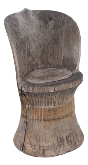 Antique Norwegian Kubbestol Stump Chair with Carvings, 1800s
