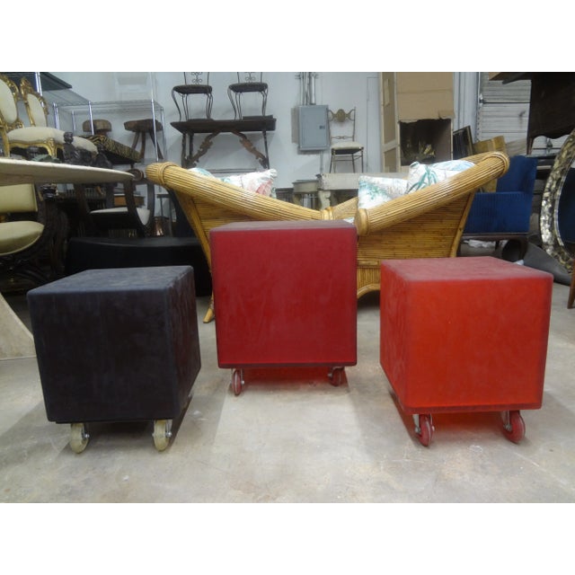 1960s Set of 3 Mid Century Modern Rubber Cube Tables or Ottomans For Sale - Image 11 of 11