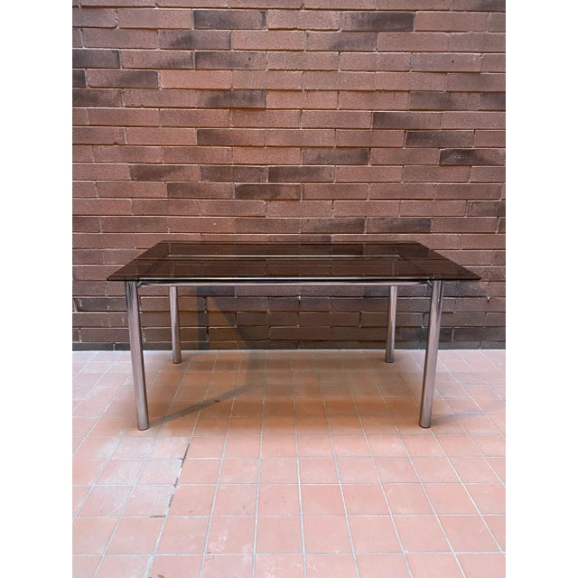 1970’s Chrome and Smoked Glass Dining Table Desk in the Manner of Milo Baughman For Sale In Chicago - Image 6 of 6