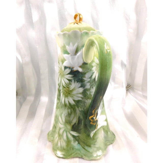 1950s Green Small Chocolate Pot With Daisies For Sale - Image 4 of 8