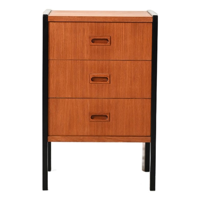 Small Scandinavian Chest of Drawers with Black Profiles from Bodafors, 1969 For Sale