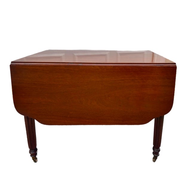 19th C. Sheraton Drop Leaf Table on Casters For Sale - Image 4 of 11