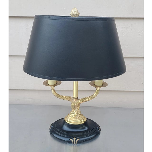 Black Mid Century Dolphin Lamp For Sale - Image 8 of 9